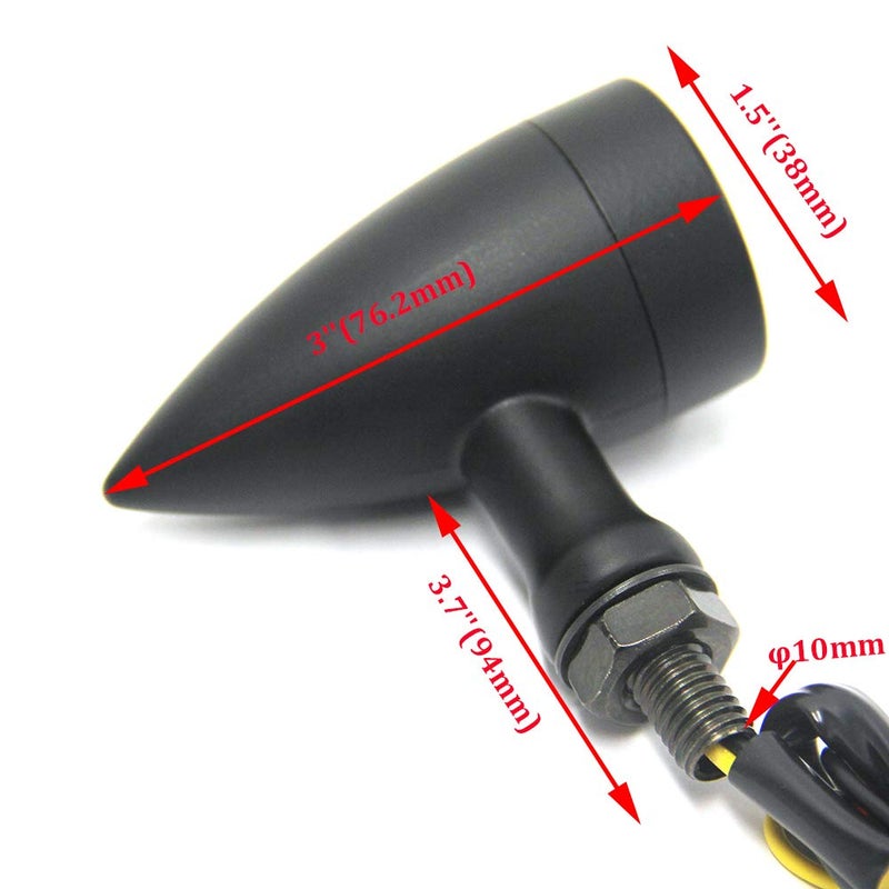MISS MOLY Bobber Cafe Motorcycle LED Black Bullet Amber Brake Blinker Turn Signal Tail Light - Image 3